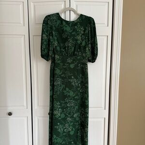 Elegant Dark Green Floral Dress